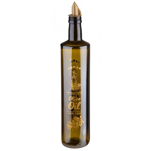 Γυάλινο Μπουκάλι Λαδιού Με Ροή, Χρυσά Γράμματα 750ml, 846001-2, MARVA HOME