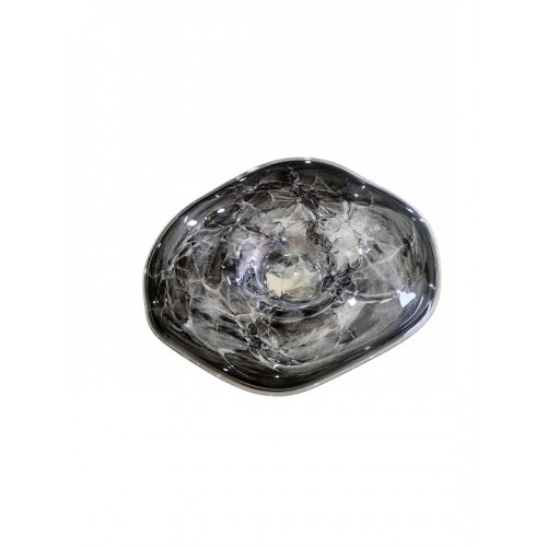 Διακοσμητική Πιατέλα  Από Φυσητό Κρύσταλλο Γκρί-Μαύρο 34x7cm, Tattoo, 1606-356 , MORAVA