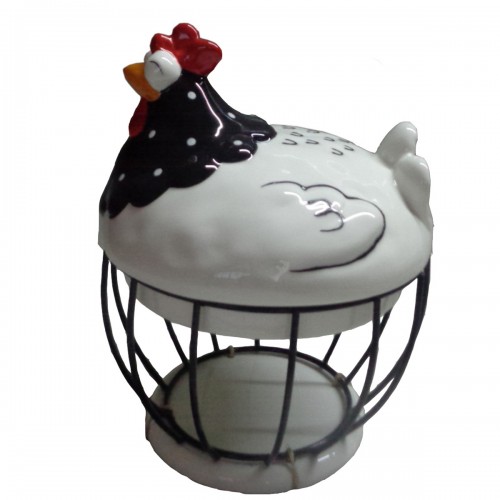 Πασχαλινό Μεταλλικό Καλάθι Με Κεραμικό Καπάκι 18x22εκ  White Chick, 805210, MARVA HOME