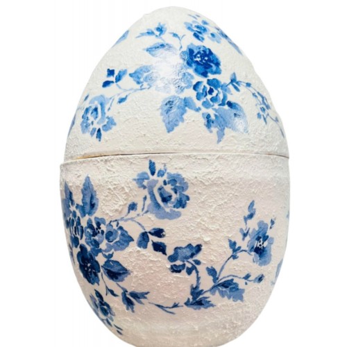 Χειροποίητο Κεραμικό Πασχαλινό Αυγό Ανοιγόμενο 19.5x13εκ. EE10143 Blue Rose