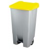 Κάδος Απορριμμάτων Με Πεντάλ 120lt Πλαστικός Με Κίτρινο Καπάκι, 75-23401, GTSA