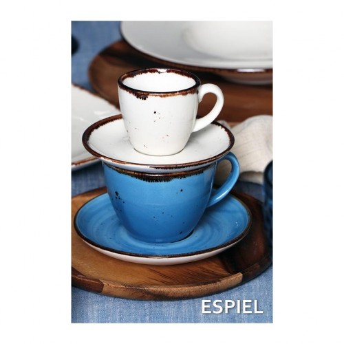  Φλυτζάνι Και Πιατάκι Espresso 90ml, Πορσελάνη, Terra Cream, TLK112K6, ESPIEL