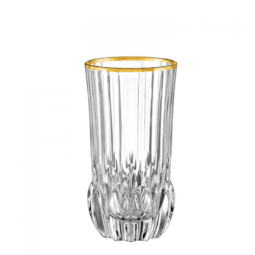 Ποτήρι Σωλήνας Κρυστάλλινο 400 ml Χρυσή Ρίγα Σετ 6 Τμχ Adagio Gold, RCR