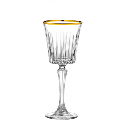 Ποτήρι Λευκού Κρασιού Με Πόδι Και Χρυσή Ρίγα 230ml Κρυστάλλινο. Timeless Gold, 0803575, RCR