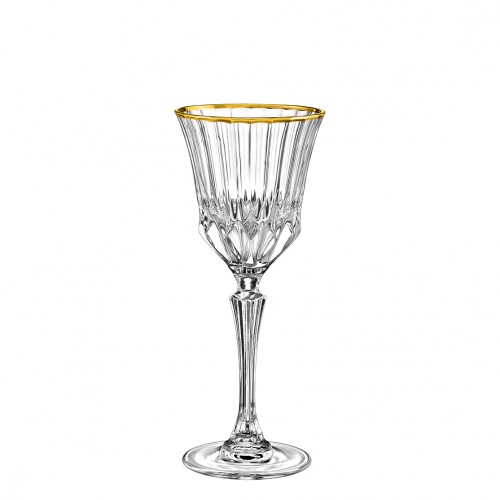 Ποτήρι Κρασιού Με Πόδι Και Χρυσή Ρίγα 220ml Κρυστάλλινο. Σετ 6 Τμχ Adagio Gold, RCR
