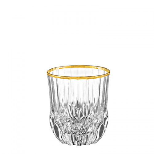 Ποτήρι Ουίσκι Κρυστάλλινο  350ml, Χρυσή Ρίγα, Σετ 6 Τμχ, Adagio Gold, RCR