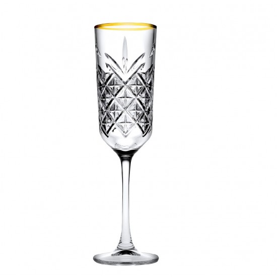 Γυάλινο Ποτήρι Champagne 175ml, Timeless Golden Touch, 440356GOLD, PASABAHCE