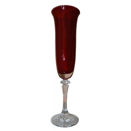 Κόκκινο Ποτήρι Flute Κρυστάλλινο 175ml, Σετ 6 Τεμ. Kleopatra, BOHEMIA