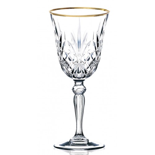 Ποτήρι κρασιού Κρυστάλλινο Με Χρυσή Ρίγα 210ml, Melodia Gold, 0803266, RCR