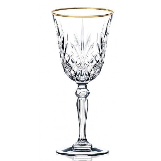 Ποτήρι κρασιού Κρυστάλλινο Με Χρυσή Ρίγα 210ml, Melodia Gold, 0803266, RCR