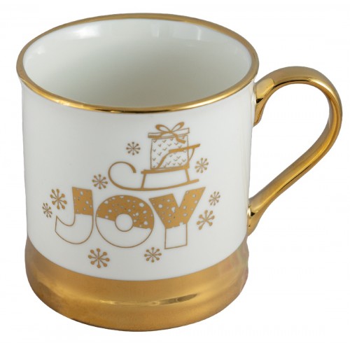 Κούπα Πορσελάνη Λευκή Με Χρυσό 345ml, Christmas Gold, 5441111-3, HFA